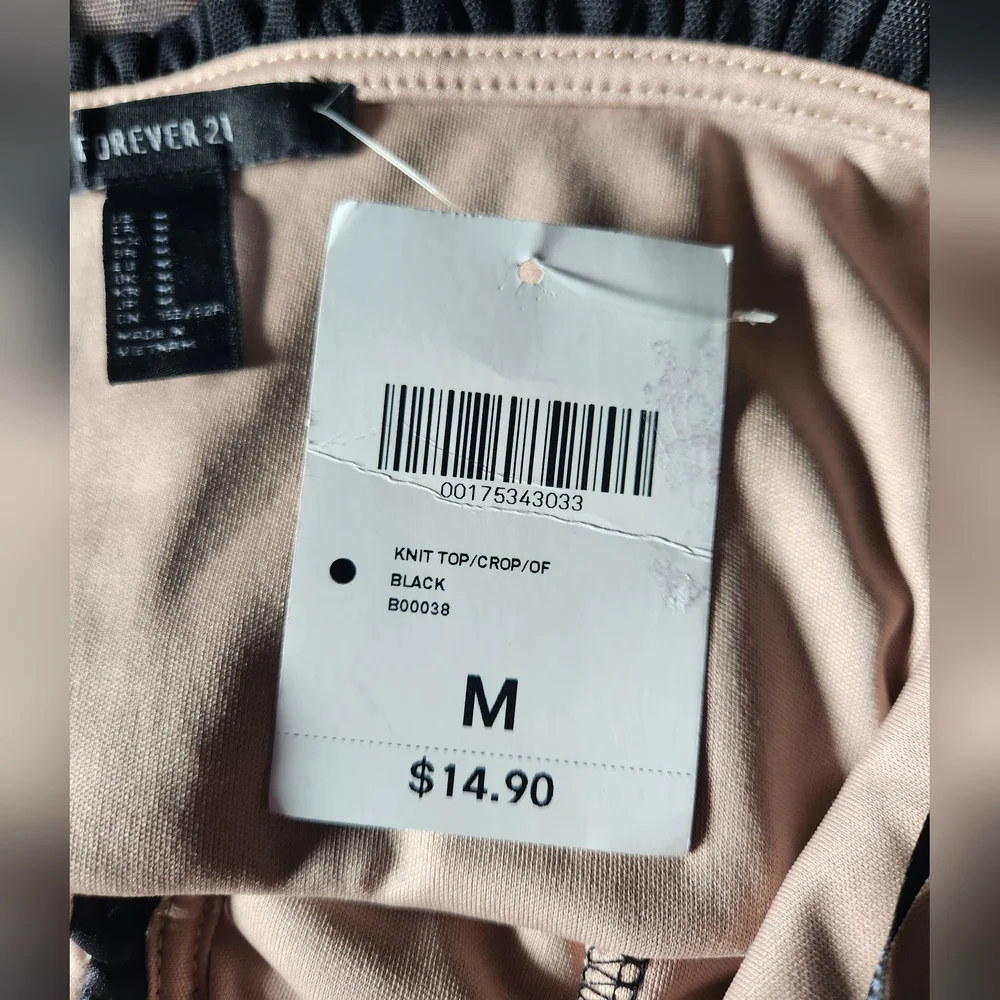 Forever 21 Mesh Black and Nude Corset Style Top Size M NWT - Picture 8 of 10